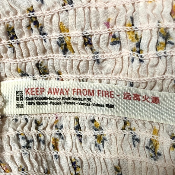 Free People Ivory Combo Floral Mini Dress Smocked Design Size M - Picture 11 of 13